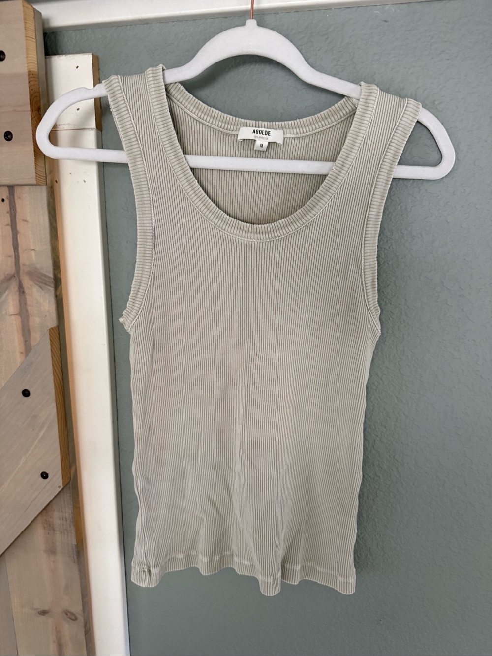 Agolde Ribbed Tank Top in Light Beige